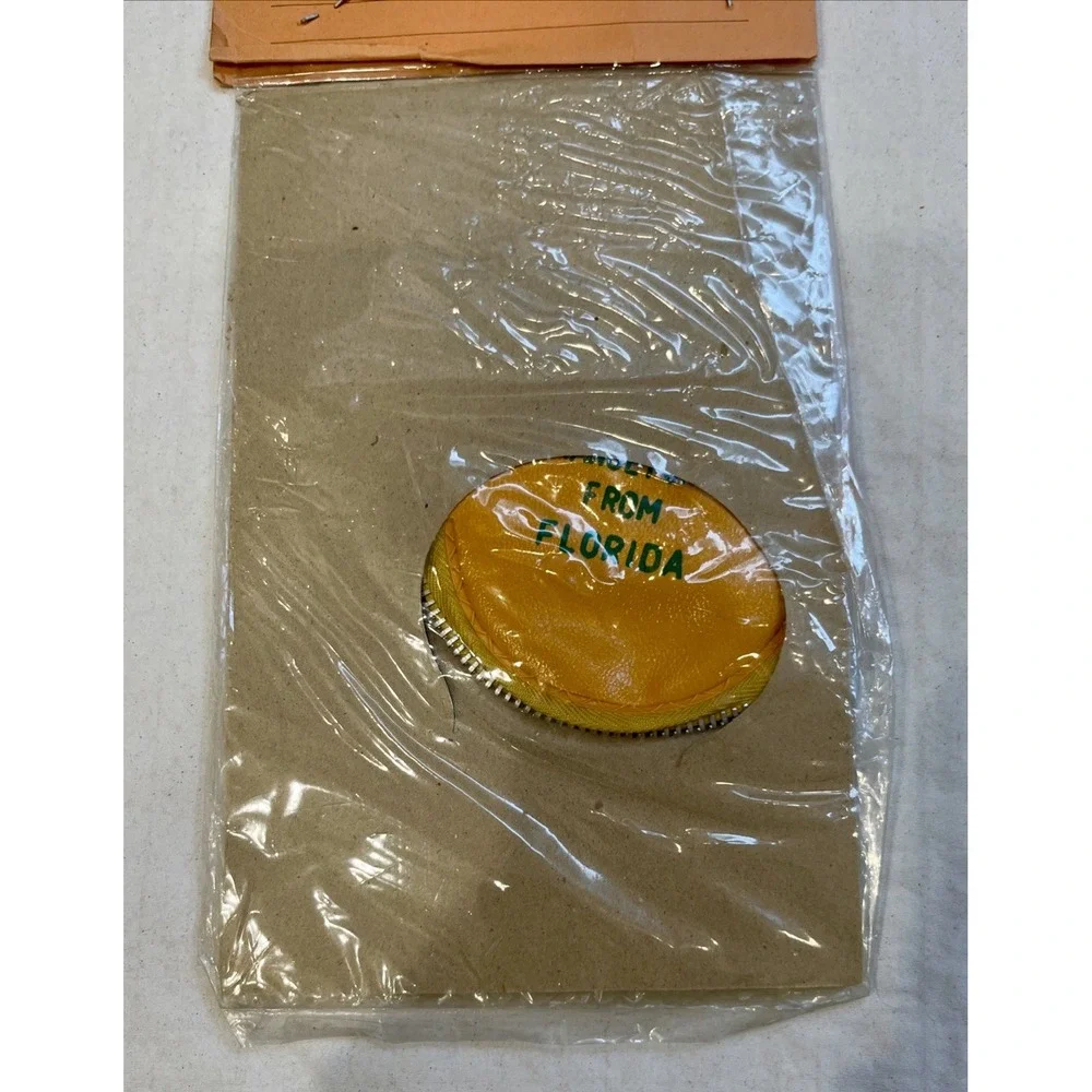Vintage Florida Orange Coin,Pouch ,Purse Souvenir Googly Eyes Hong Kong